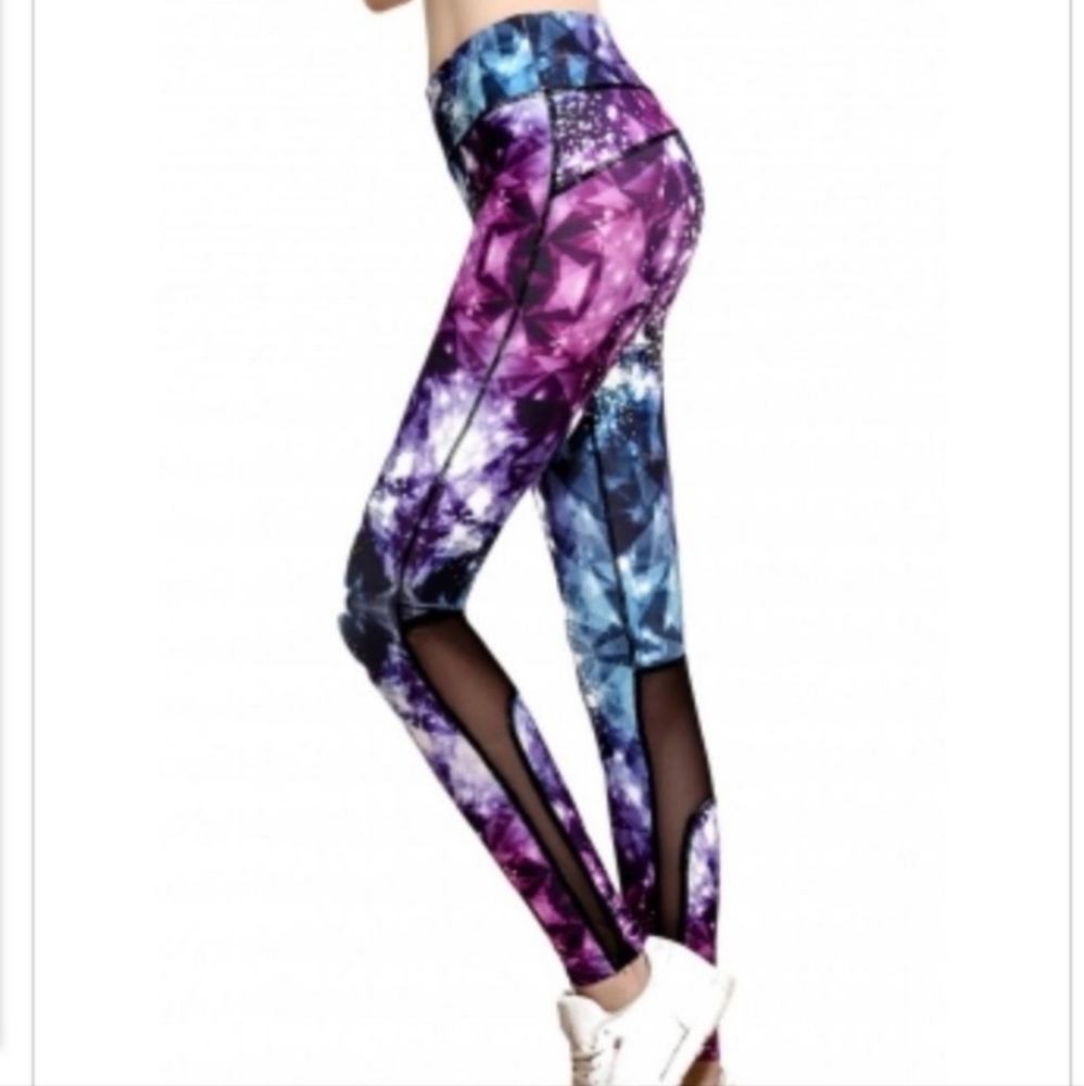 COPY - Galaxy Leggings With Mesh Back At Legs